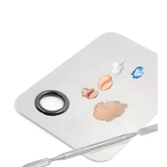 Stainless Steel Square Pro Ladies Makeup Board Cosmetic Palette w Spatula Tool - Picture 5 of 5